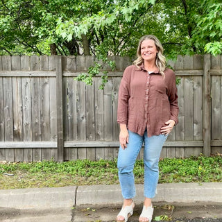 Brown Oversized Button Up