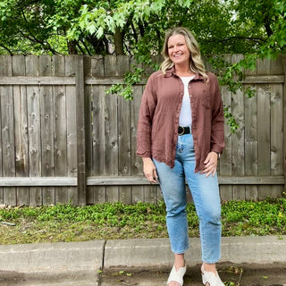 Brown Oversized Button Up
