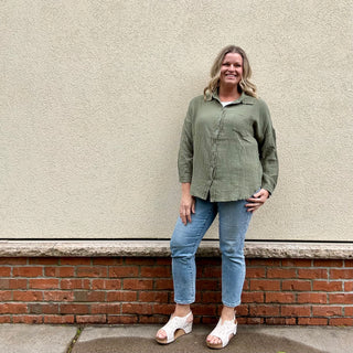 Olive Oversized Button Up