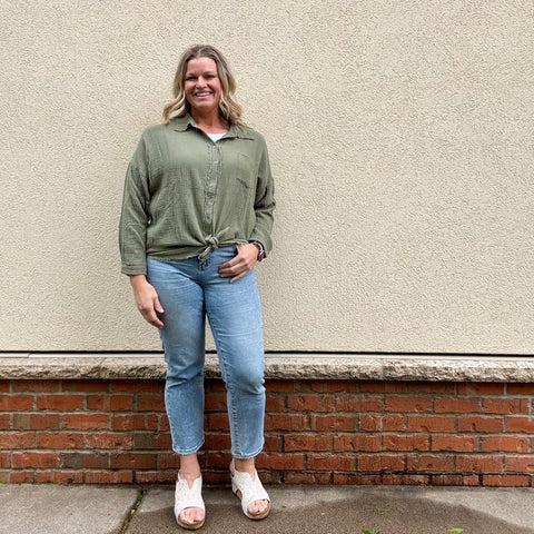 Olive Oversized Button Up