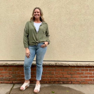 Olive Oversized Button Up