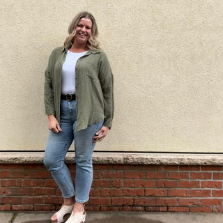 Olive Oversized Button Up