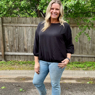 Black Long Sleeve Woven Top