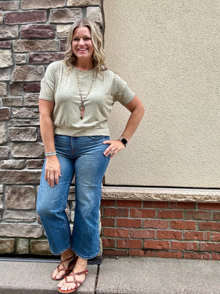 Camo Green Brushed Hacci Dolman Top