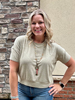 Camo Green Brushed Hacci Dolman Top