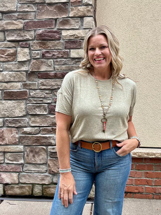 Camo Green Brushed Hacci Dolman Top