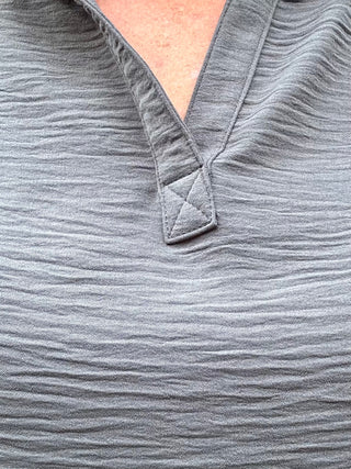 Grey Woven Airflow Collared Short Sleeve