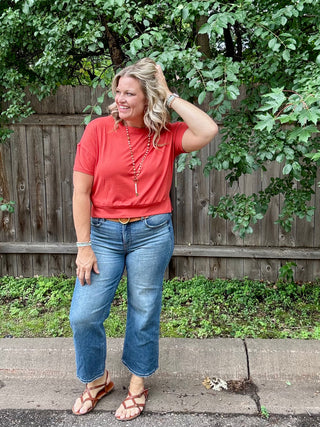 Blushed Brick Brushed Hacci Dolman Top