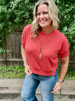 Blushed Brick Brushed Hacci Dolman Top