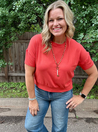 Blushed Brick Brushed Hacci Dolman Top