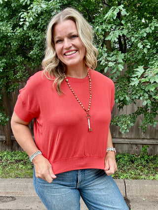 Blushed Brick Brushed Hacci Dolman Top