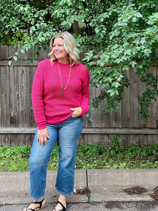 Plum Pink Breezy Crochet Pullover