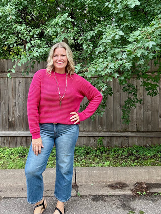 Plum Pink Breezy Crochet Pullover