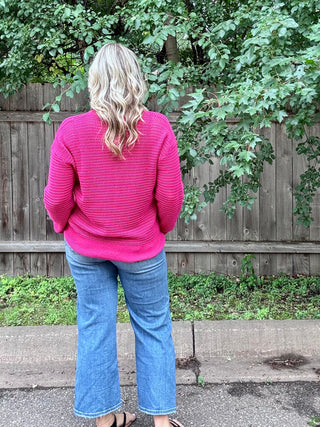 Plum Pink Breezy Crochet Pullover