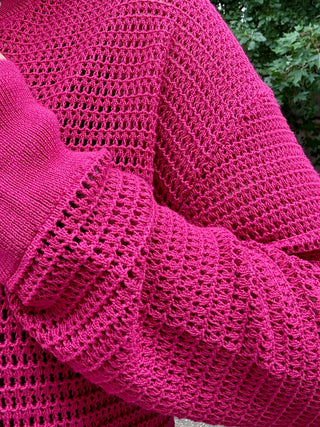 Plum Pink Breezy Crochet Pullover