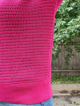 Plum Pink Breezy Crochet Pullover