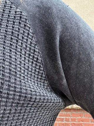Washed Black Cozy Waffle Knit Pullover