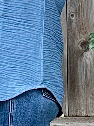 Dusty Blue Woven Airflow Short Sleeve Split Neck Top
