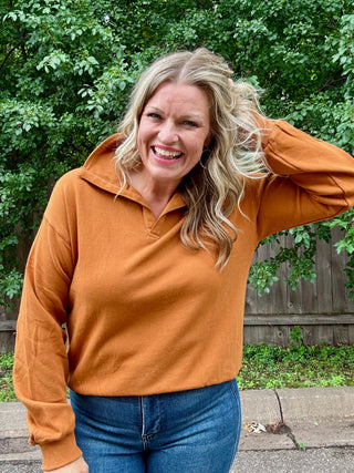 Burnt Amber Lounge Long Sleeve Collared Shirt