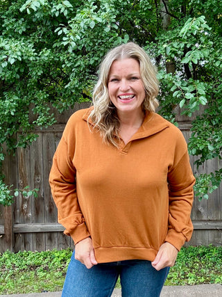 Burnt Amber Lounge Long Sleeve Collared Shirt