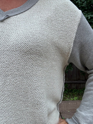 Heather Gray Two Tone V-Neck Pullover Sweatshirt