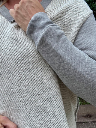 Heather Gray Two Tone V-Neck Pullover Sweatshirt