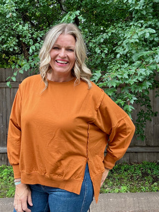 Almond Soft-wash Relaxed Crewneck Long Sleeve