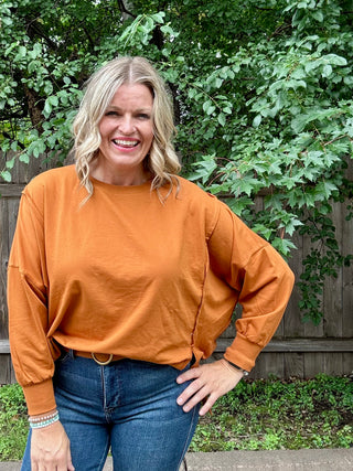 Almond Soft-wash Relaxed Crewneck Long Sleeve