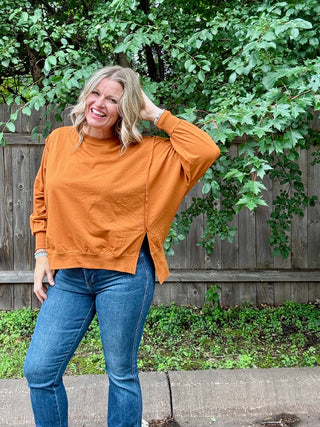 Almond Soft-wash Relaxed Crewneck Long Sleeve