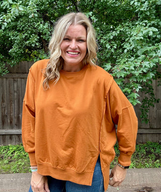 Almond Soft-wash Relaxed Crewneck Long Sleeve