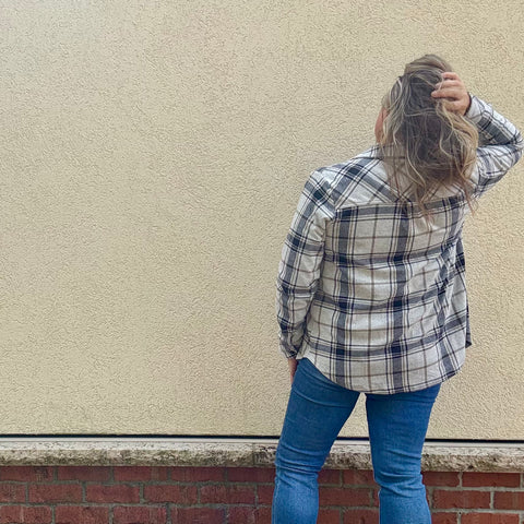 Black, Grey, Brown Plaid Button Up