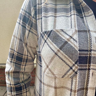 Black, Grey, Brown Plaid Button Up