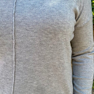 Heather Grey Front Seam V-Neck Sweater