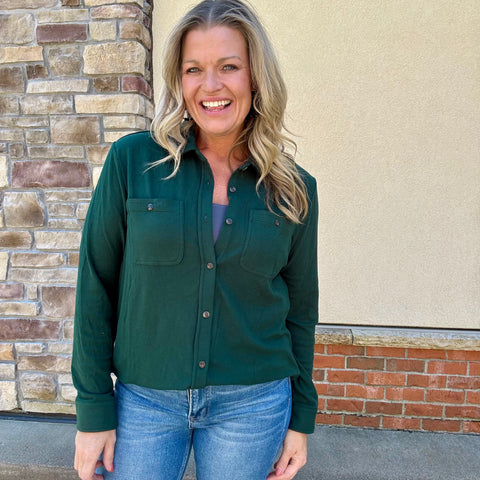 Hunter Green Soft Touch Button Up