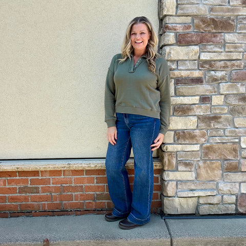 Oversized Snap Up Pullover Sweater
