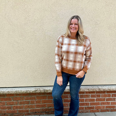 Soft Touch Cinnamon Plaid Sweater