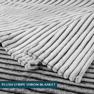 Ribbed Textured Fleece Throw Blanket: White / Throw - 50" x 60"