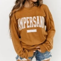 Ampersands University Crew Neck Mustard Pullover Sweatshirt